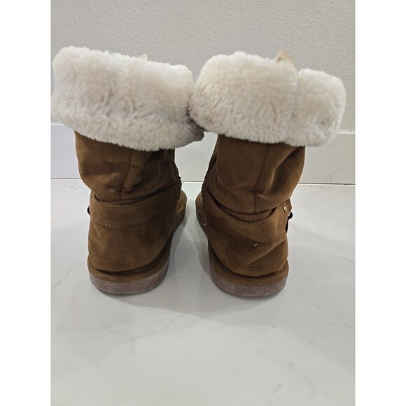 Michael Kors Faux Fur Faux Suede Boots Womens 5 Brown Designer Winter Y2K Cozy - Picture 3 of 8